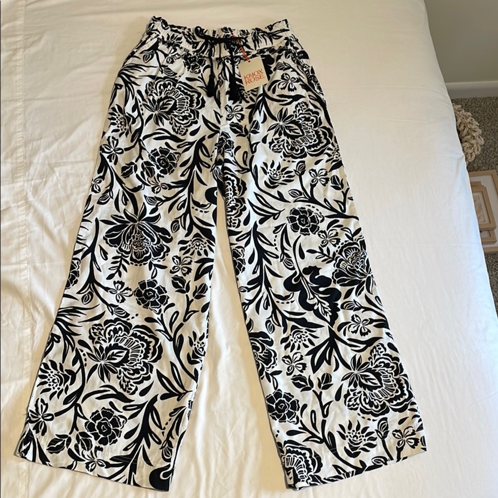 Black and White Floral Pants
